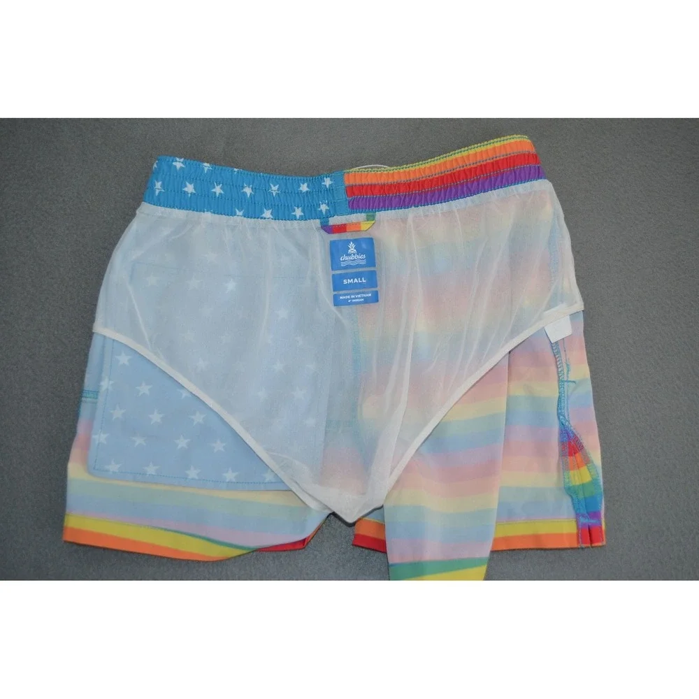 Chubbies Shorts Mens Small Rainbow Flag Swim Trunks Mesh Lined 4
